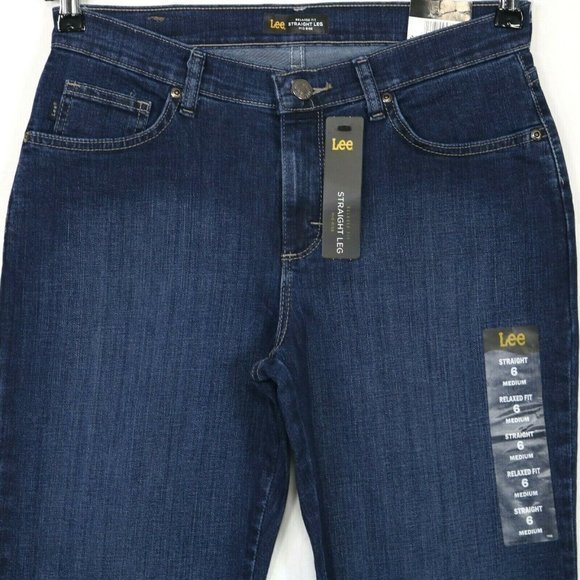 Lee Relaxed Fit Straight Leg Jeans Mid Rise Stretch Dark 6 x 31 - Picture 5 of 11